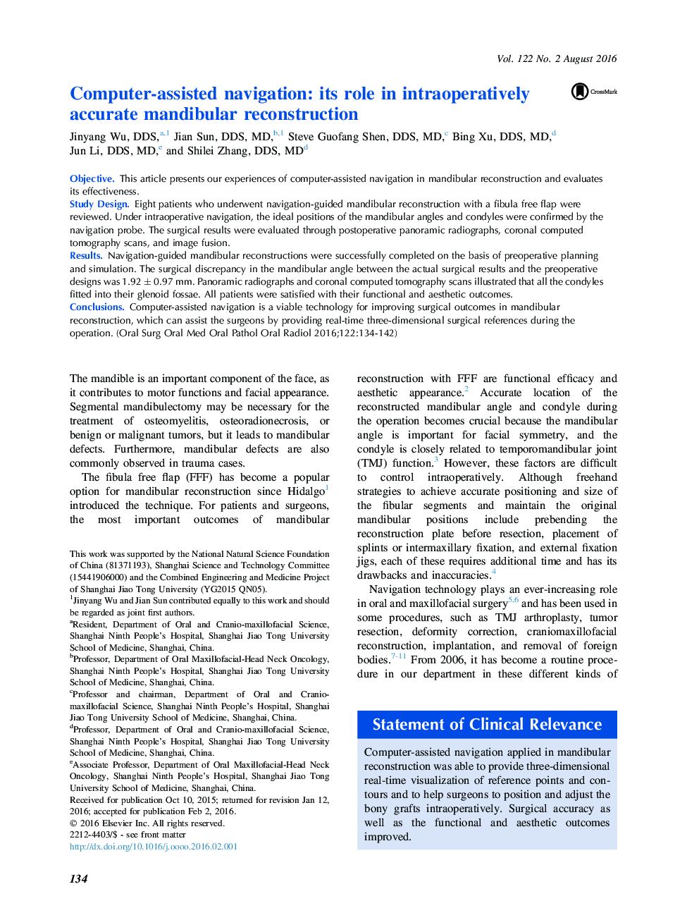 Computer-assisted navigation: its role in intraoperatively accurate mandibular reconstruction 