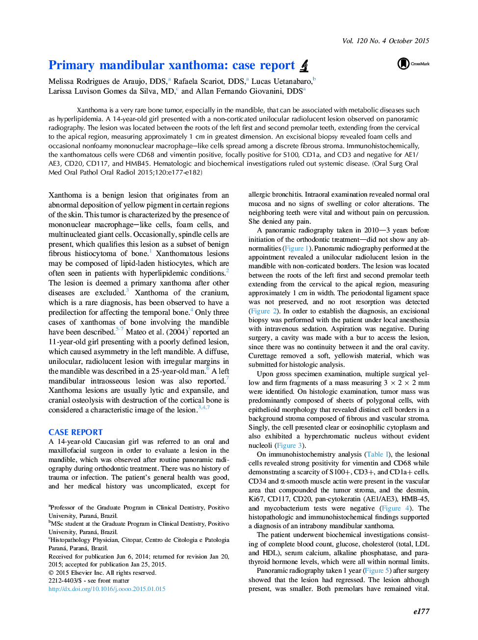 Primary mandibular xanthoma: case report