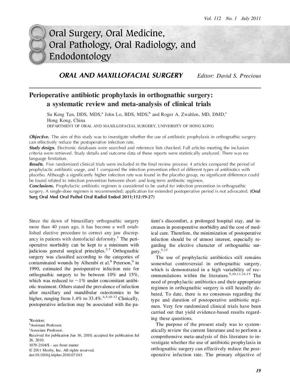 Perioperative antibiotic prophylaxis in orthognathic surgery: a systematic review and meta-analysis of clinical trials