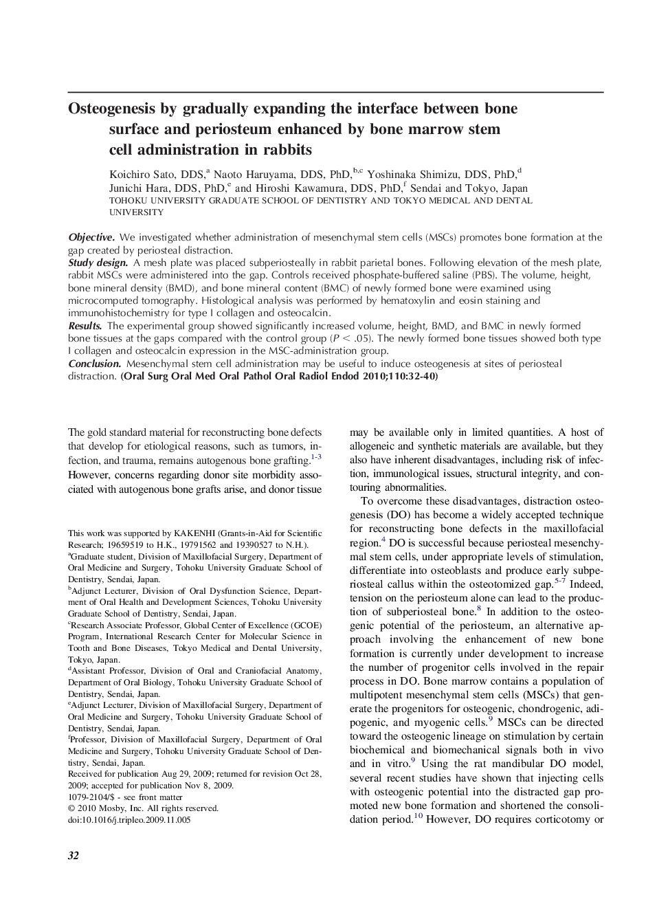 Osteogenesis by gradually expanding the interface between bone surface and periosteum enhanced by bone marrow stem cell administration in rabbits 