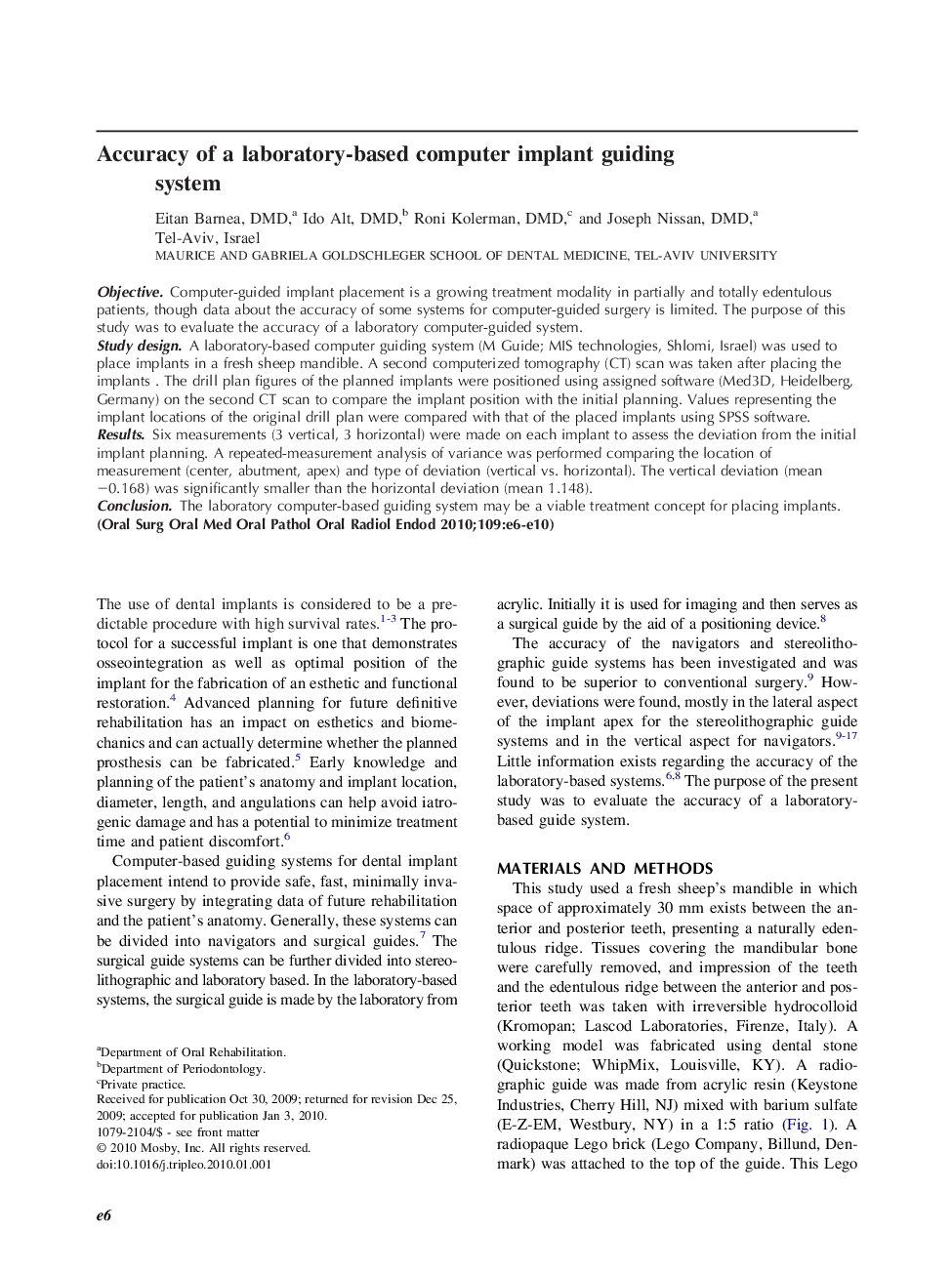 Accuracy of a laboratory-based computer implant guiding system