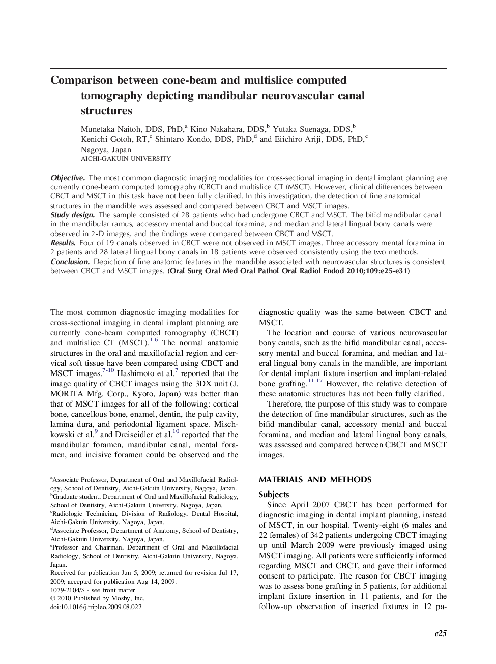 Comparison between cone-beam and multislice computed tomography depicting mandibular neurovascular canal structures