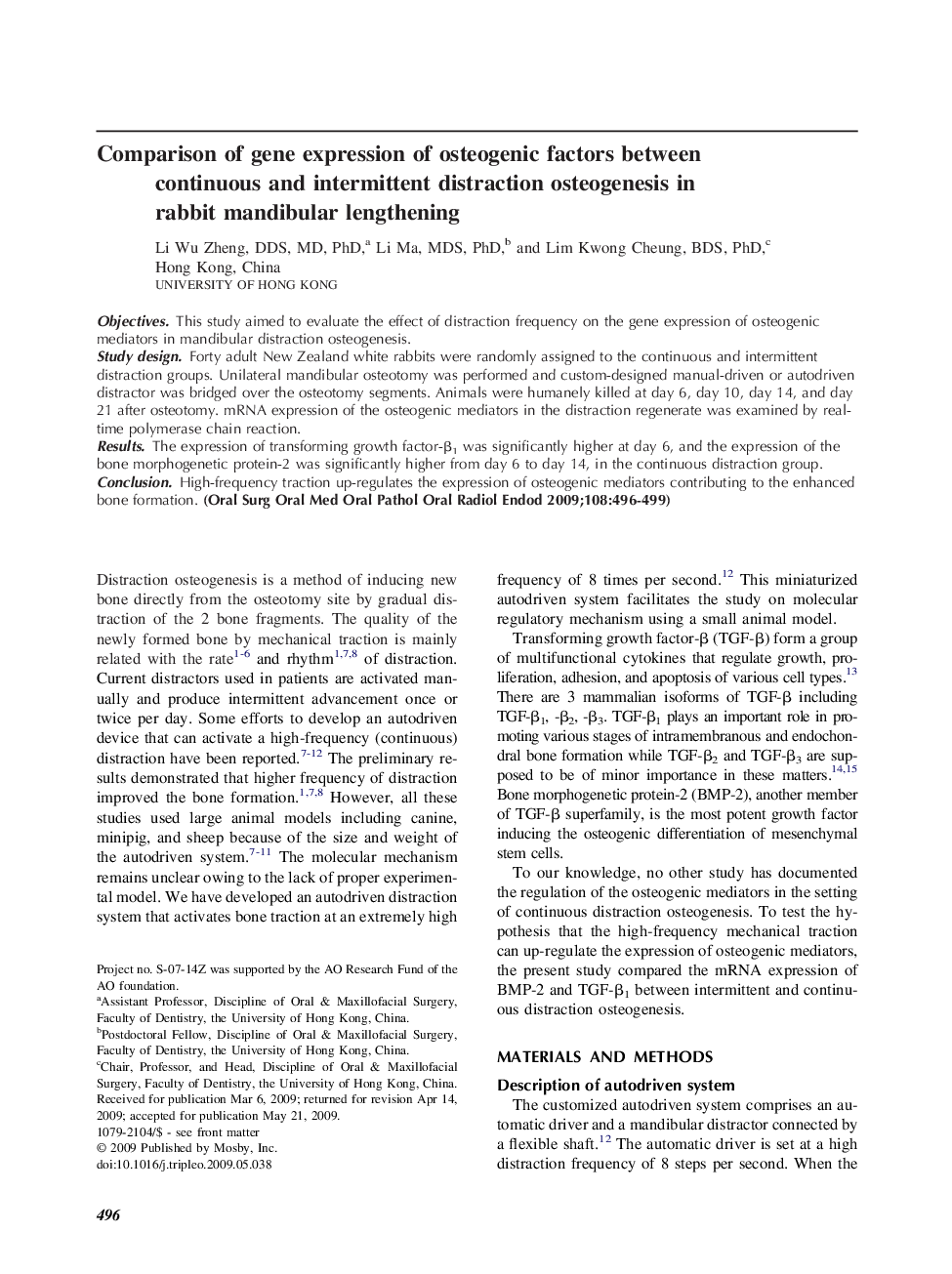 Comparison of gene expression of osteogenic factors between continuous and intermittent distraction osteogenesis in rabbit mandibular lengthening 