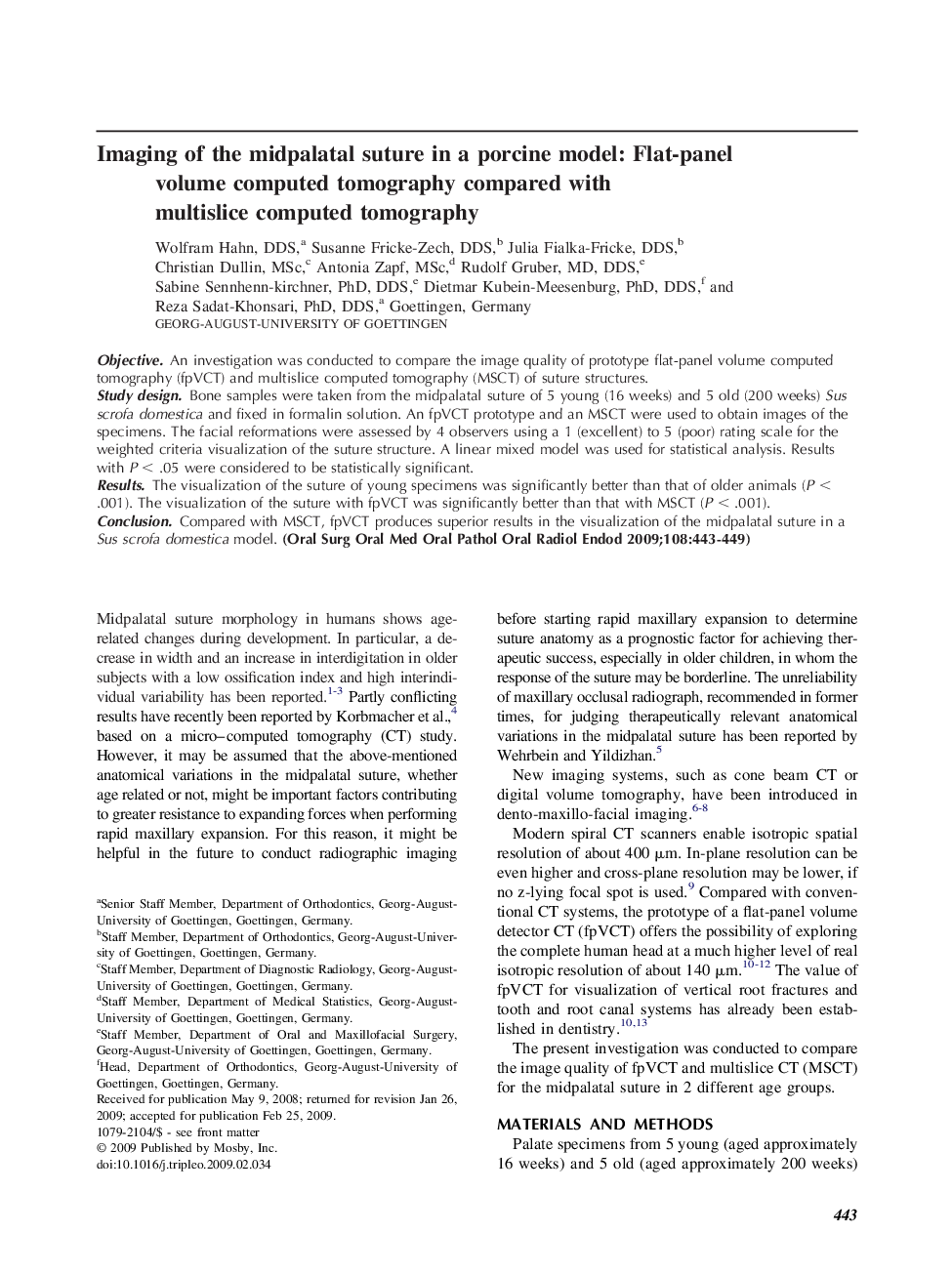 Imaging of the midpalatal suture in a porcine model: Flat-panel volume computed tomography compared with multislice computed tomography