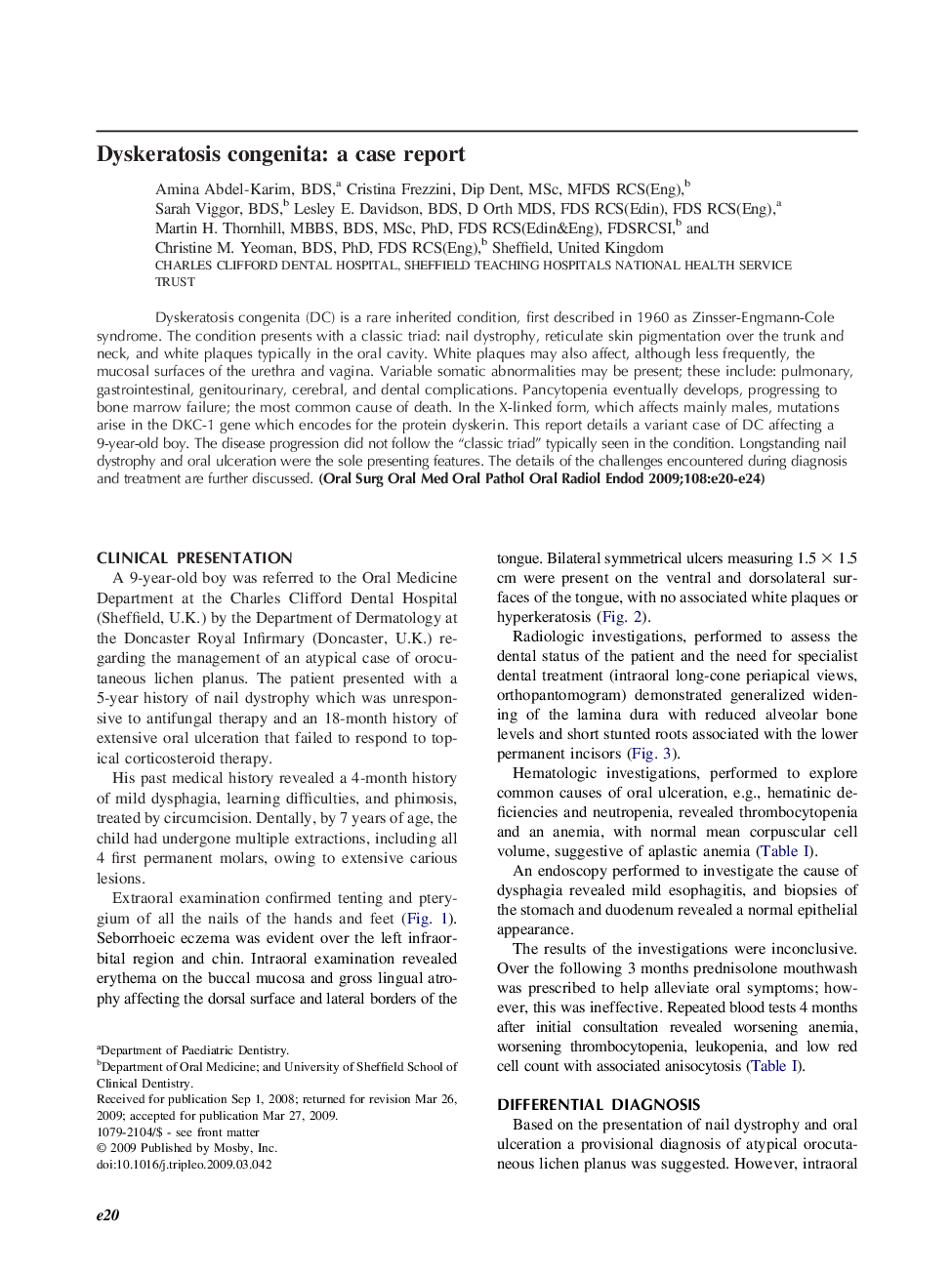 Dyskeratosis congenita: a case report