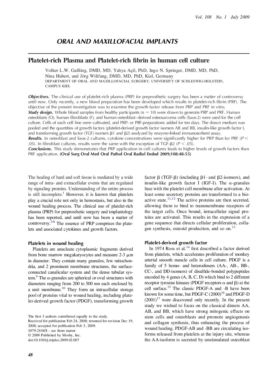 Platelet-rich Plasma and Platelet-rich fibrin in human cell culture 