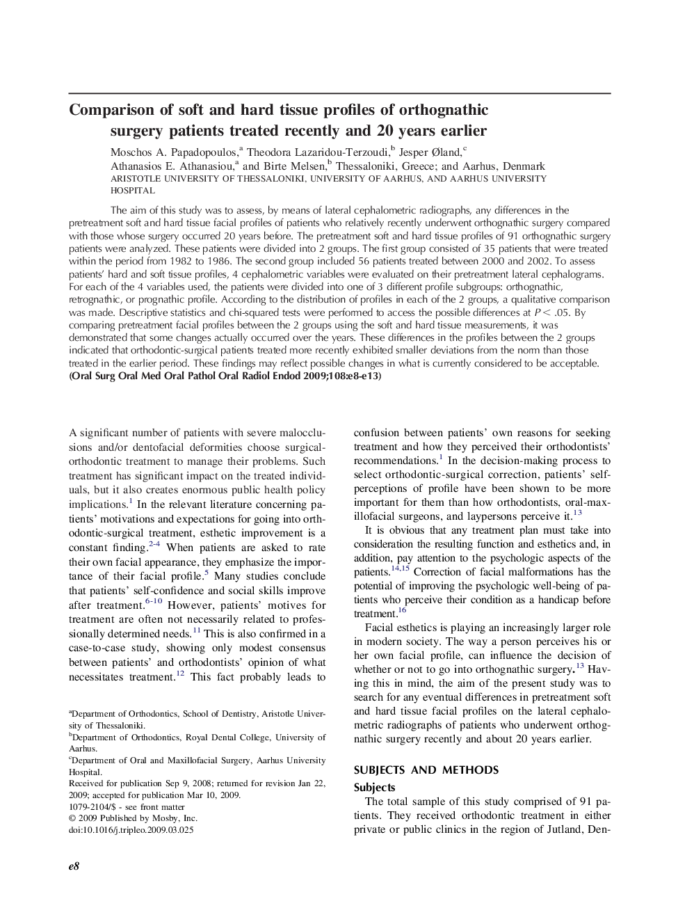 Comparison of soft and hard tissue profiles of orthognathic surgery patients treated recently and 20 years earlier