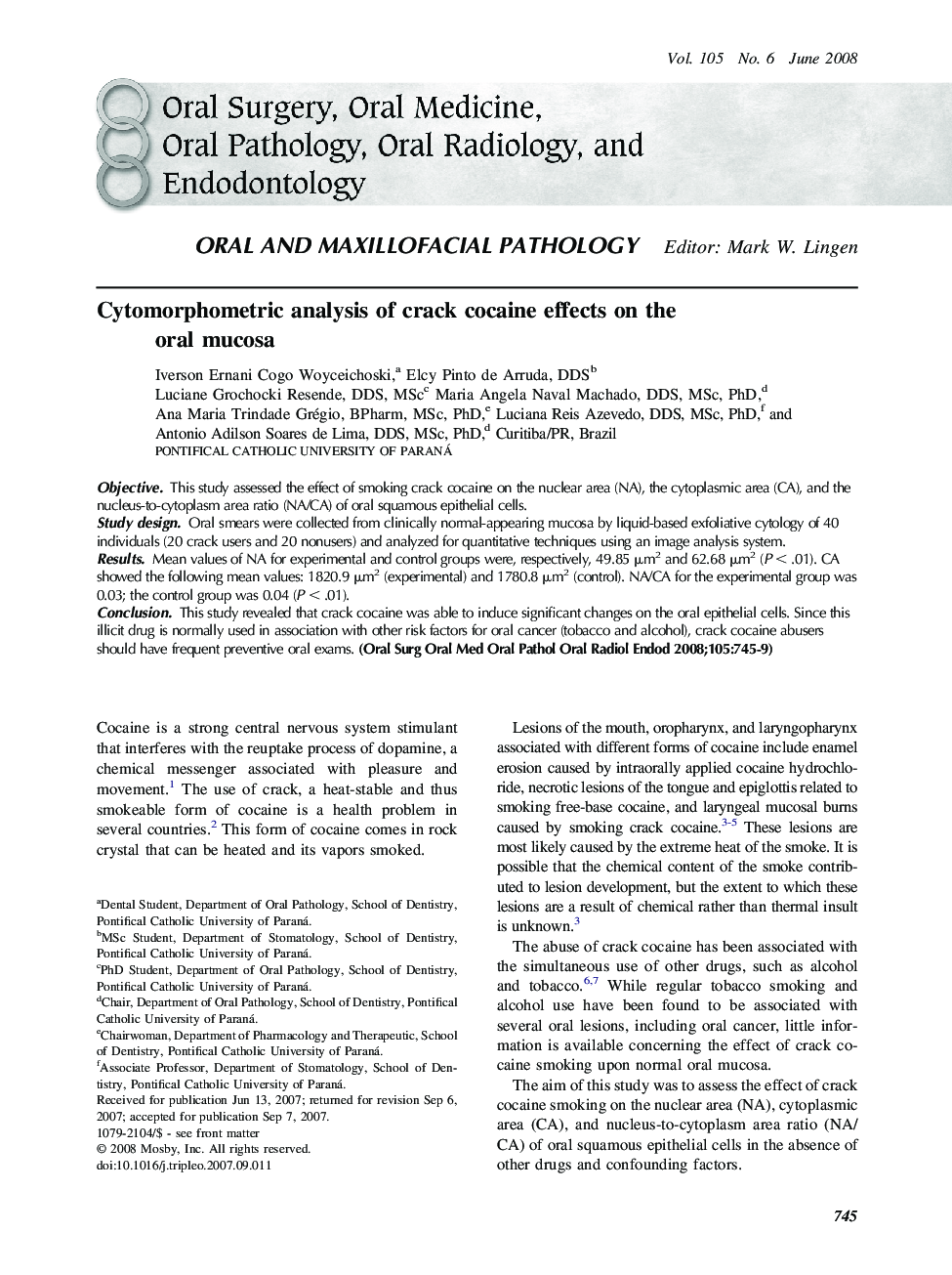 Cytomorphometric analysis of crack cocaine effects on the oral mucosa