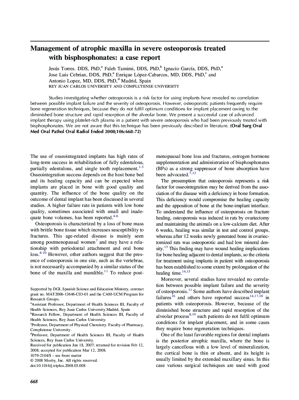 Management of atrophic maxilla in severe osteoporosis treated with bisphosphonates: a case report 