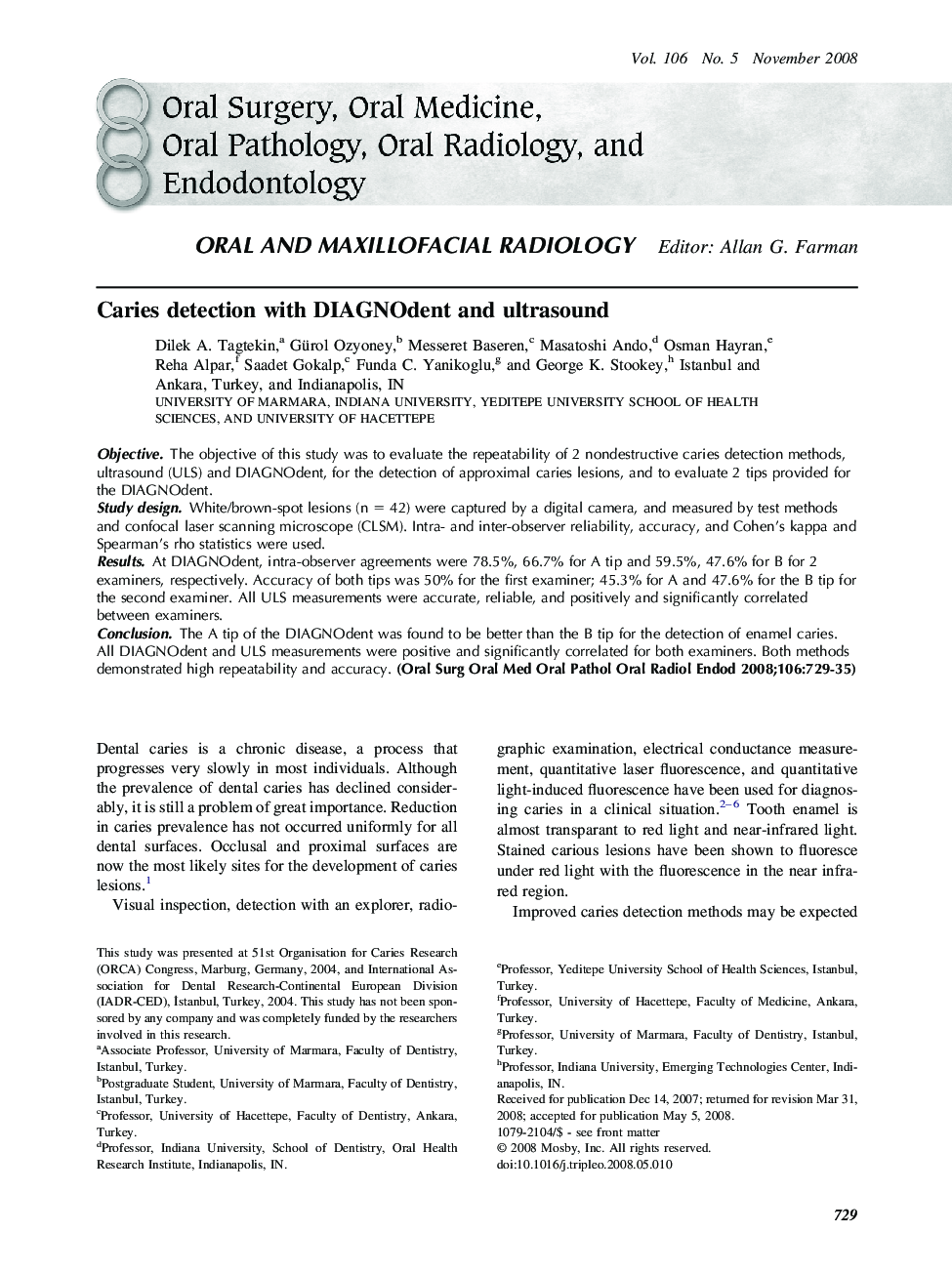 Caries detection with DIAGNOdent and ultrasound