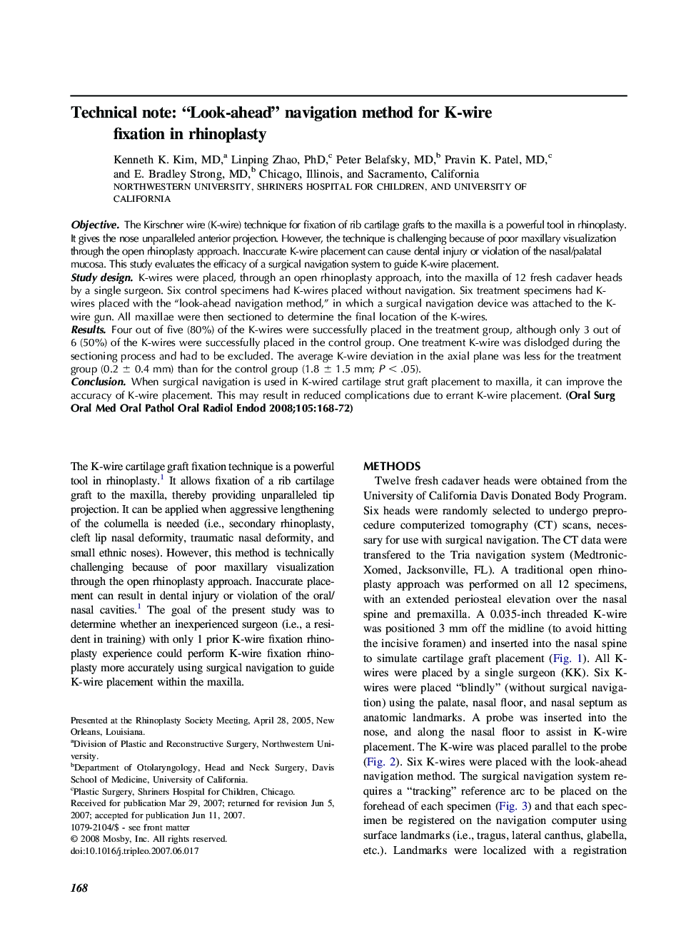 Technical note: “Look-ahead” navigation method for K-wire fixation in rhinoplasty