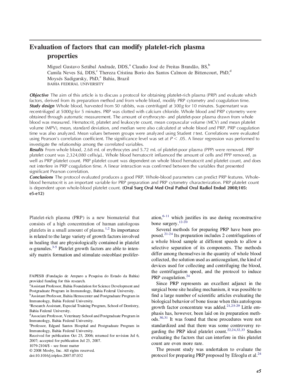 Evaluation of factors that can modify platelet-rich plasma properties 