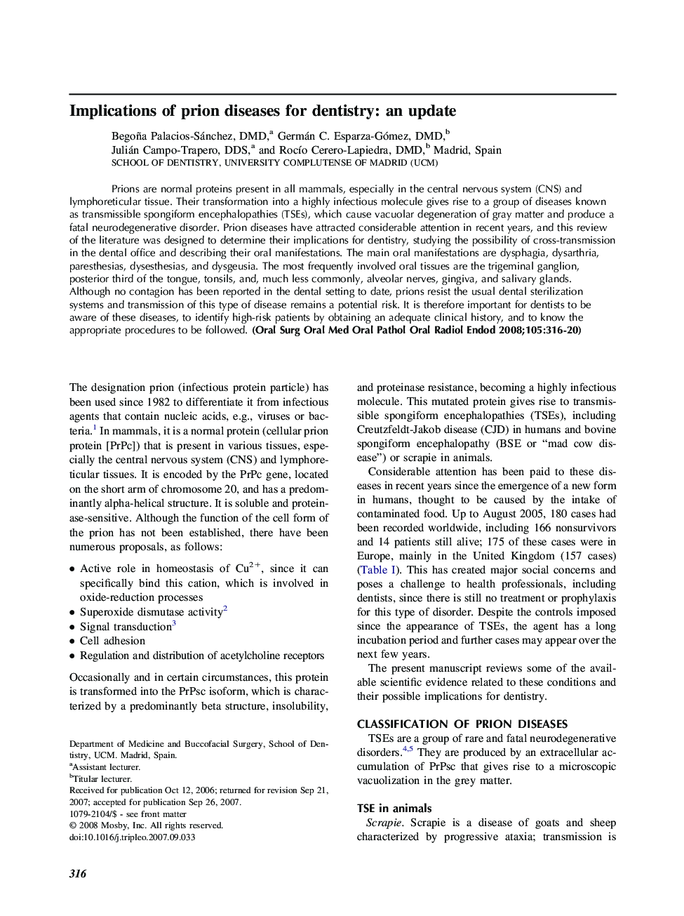 Implications of prion diseases for dentistry: an update