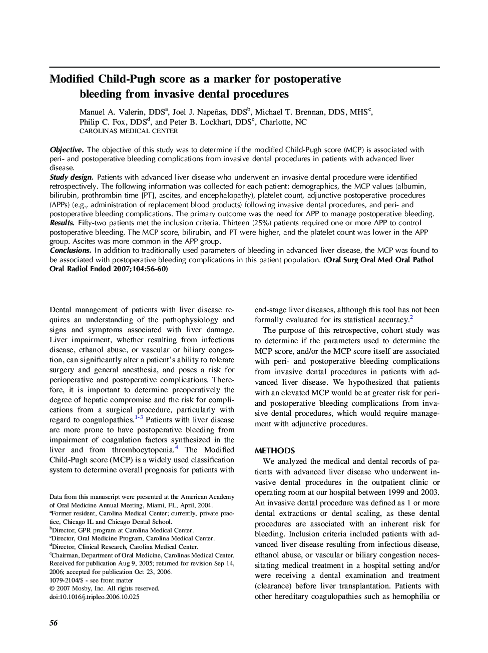 Modified Child-Pugh score as a marker for postoperative bleeding from invasive dental procedures