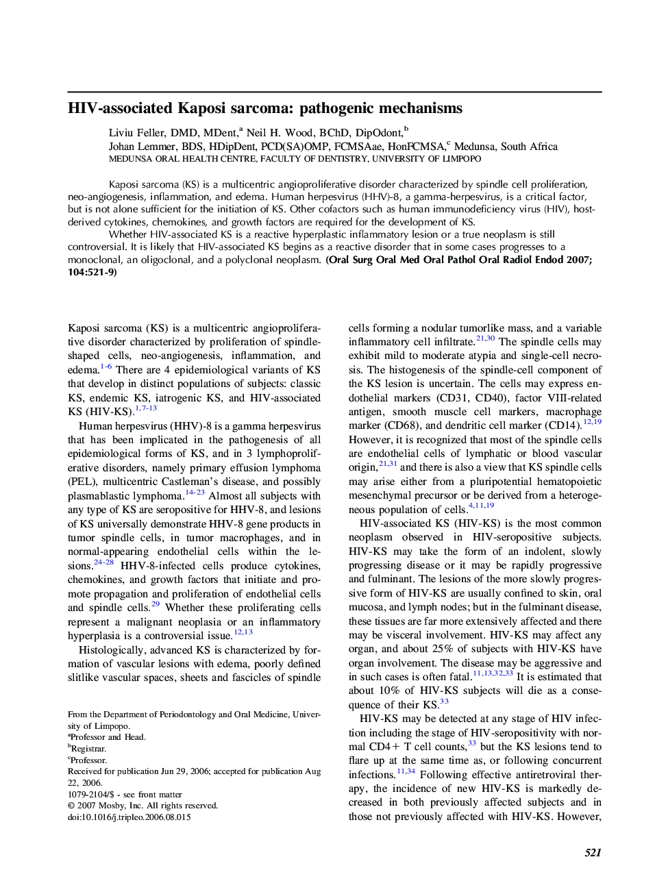 HIV-associated Kaposi sarcoma: pathogenic mechanisms