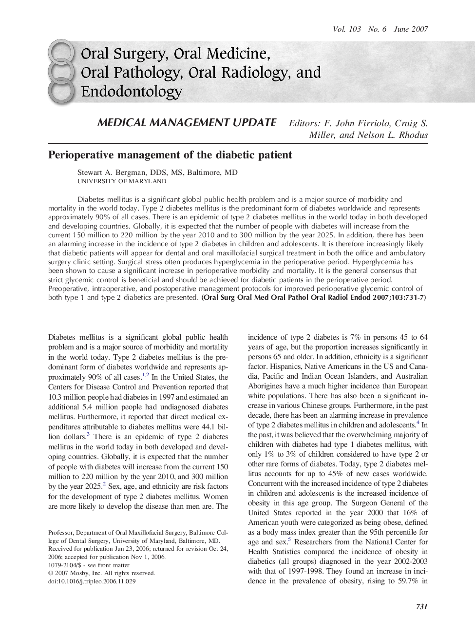 Perioperative management of the diabetic patient