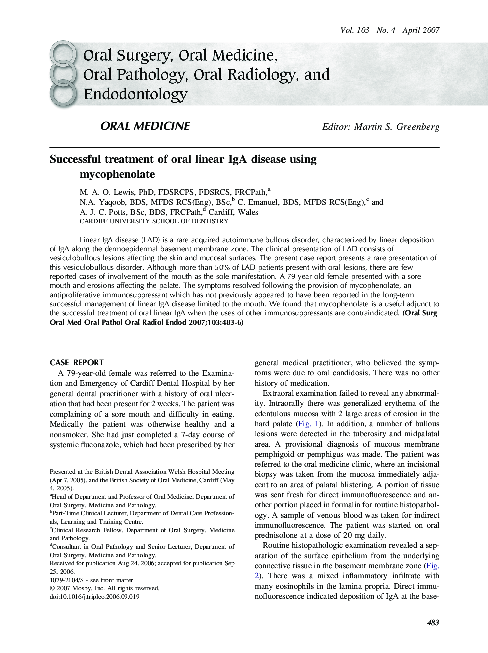 Successful treatment of oral linear IgA disease using mycophenolate