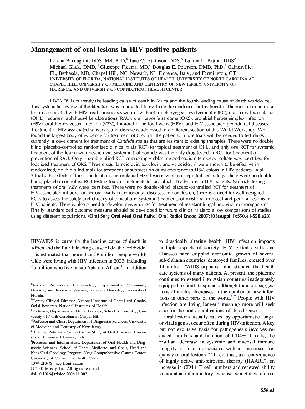 Management of oral lesions in HIV-positive patients