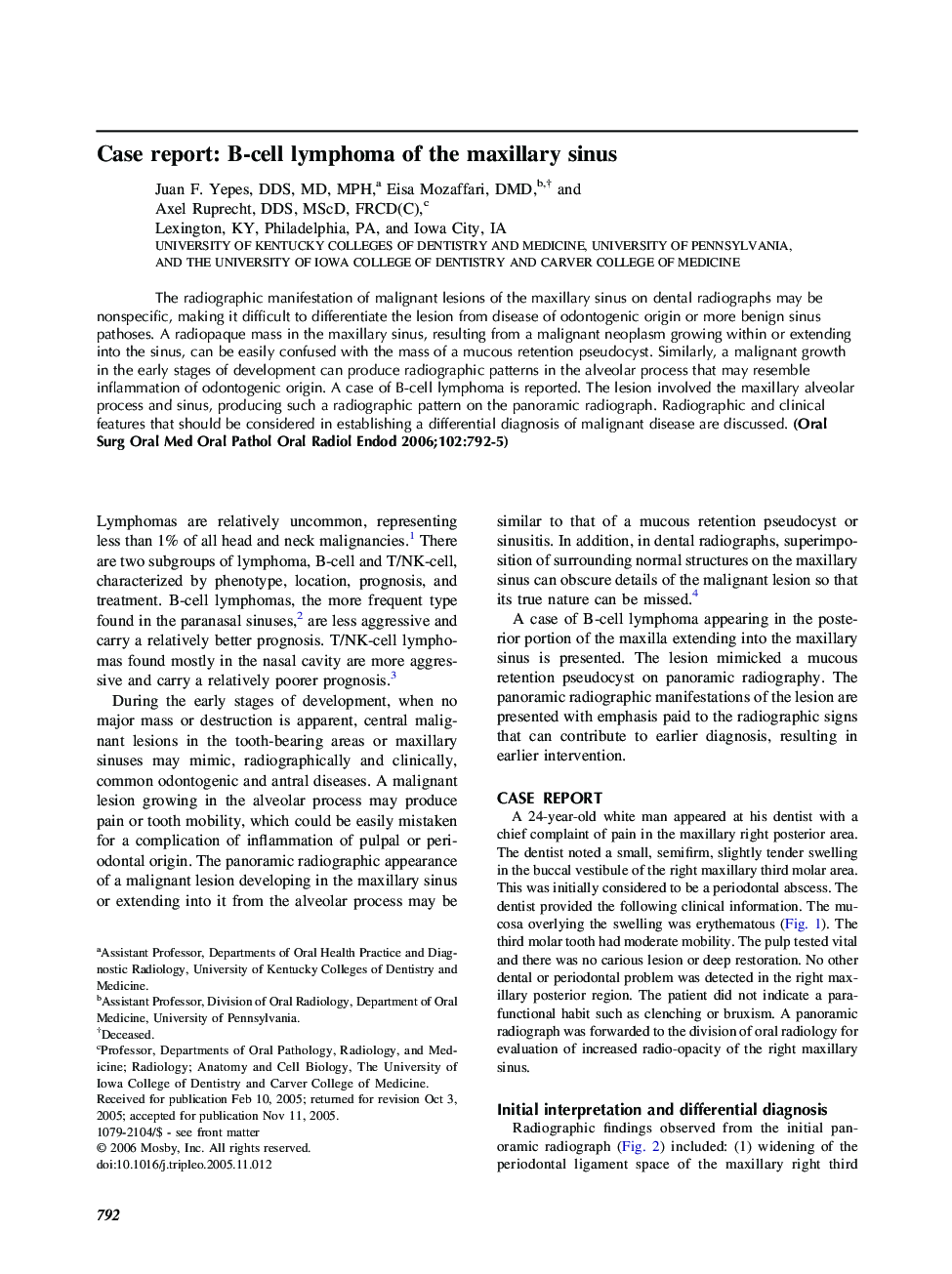 Case report: B-cell lymphoma of the maxillary sinus