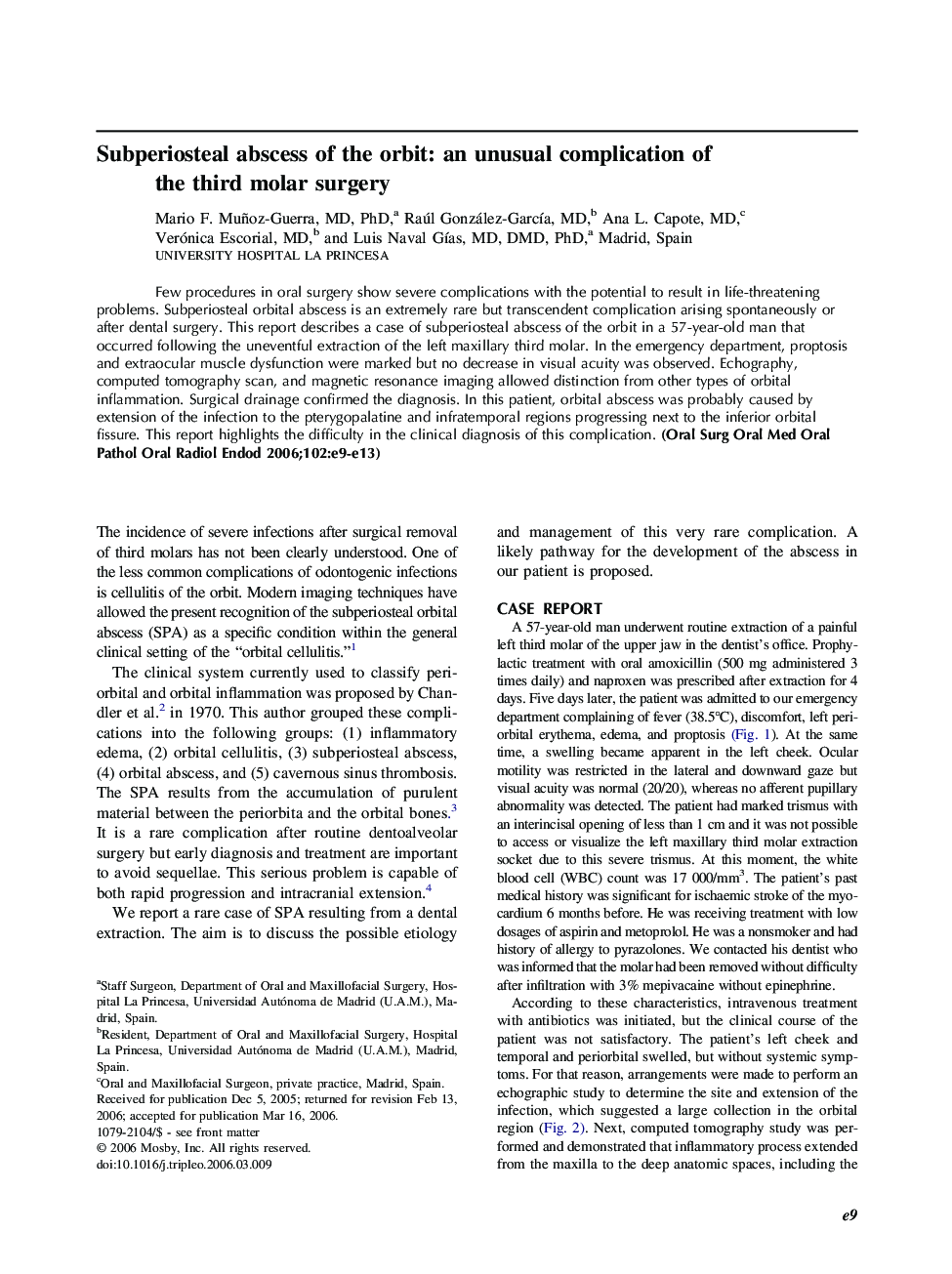 Subperiosteal abscess of the orbit: an unusual complication of the third molar surgery