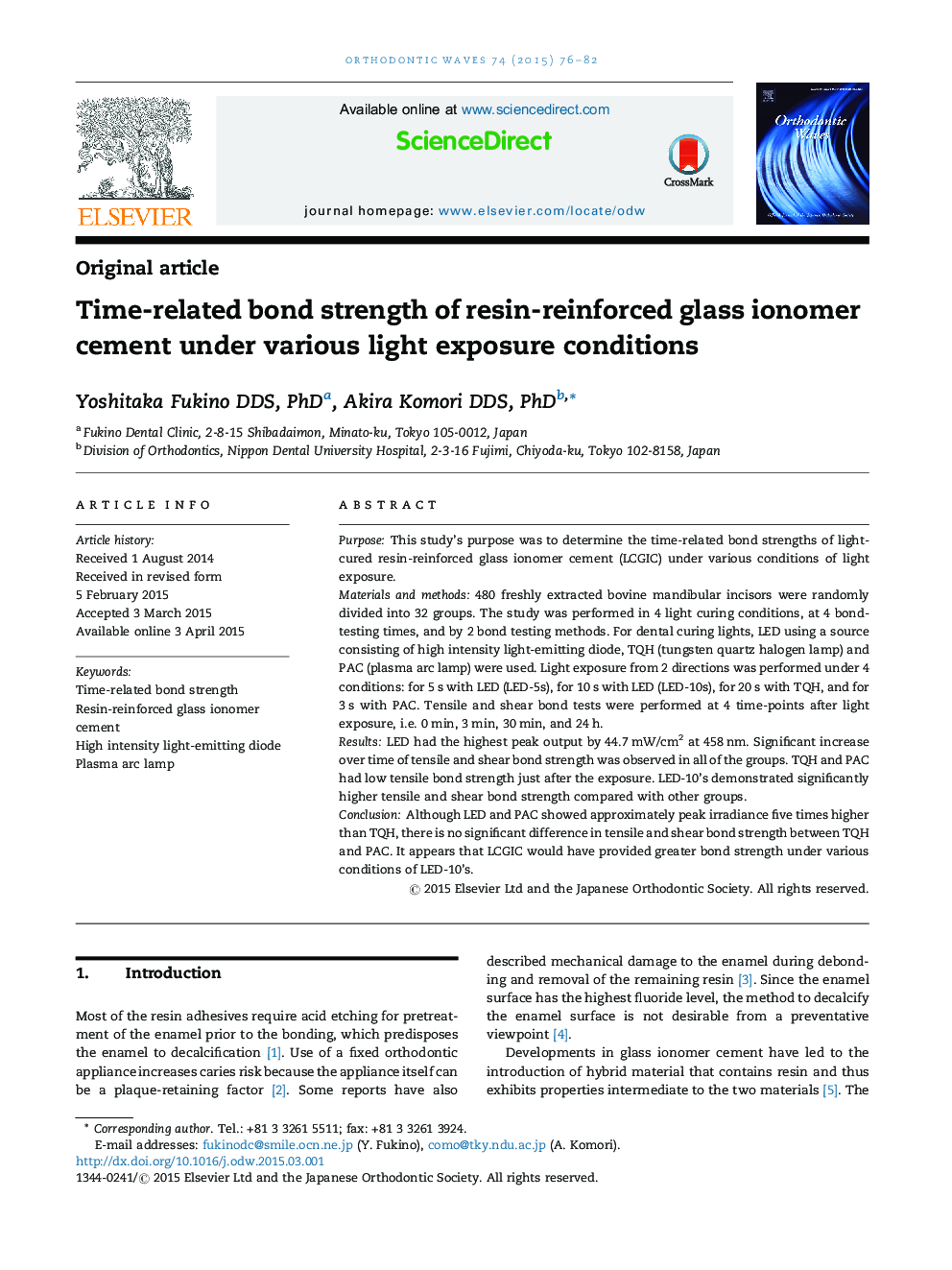 Time-related bond strength of resin-reinforced glass ionomer cement under various light exposure conditions