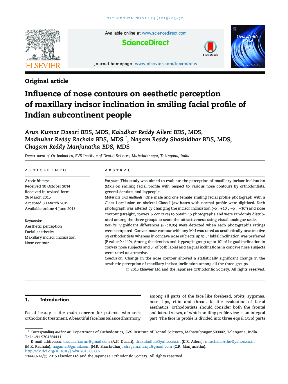 Influence of nose contours on aesthetic perception of maxillary incisor inclination in smiling facial profile of Indian subcontinent people