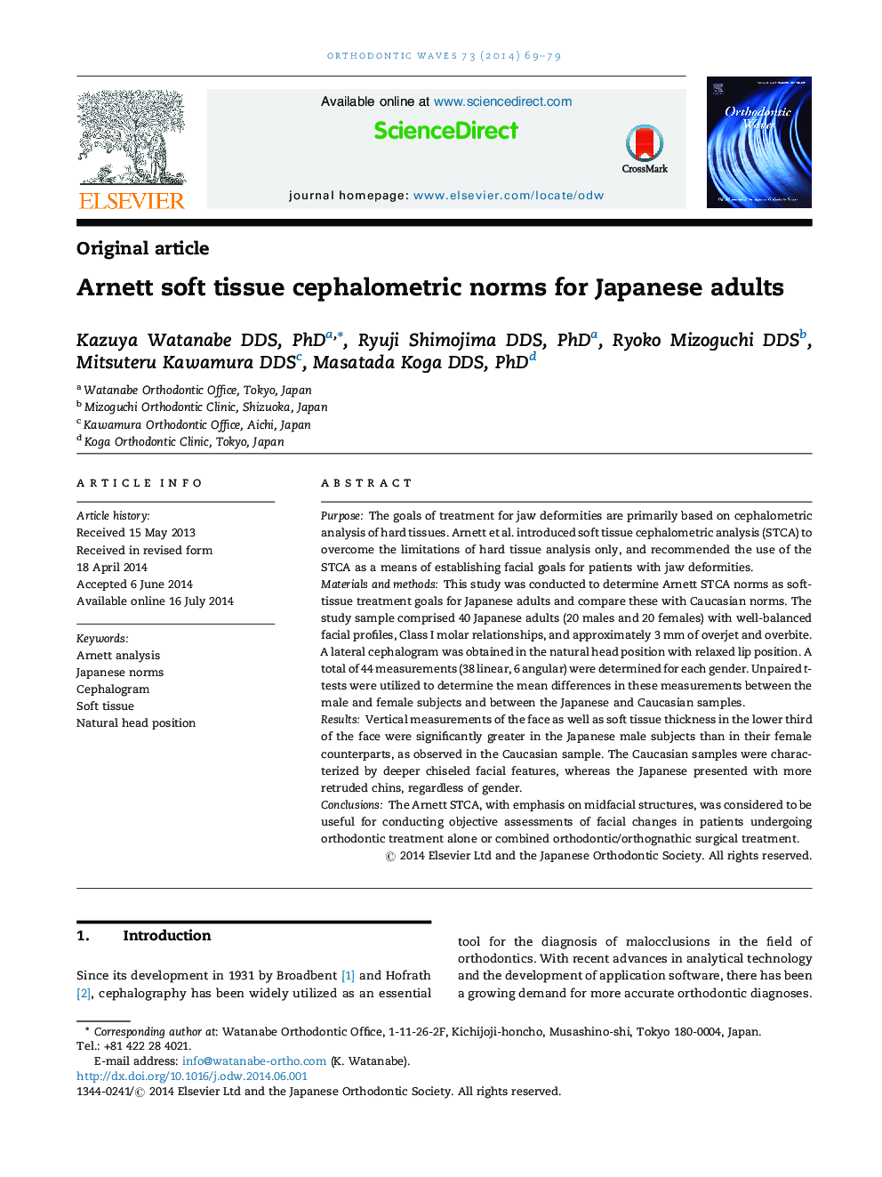 Arnett soft tissue cephalometric norms for Japanese adults