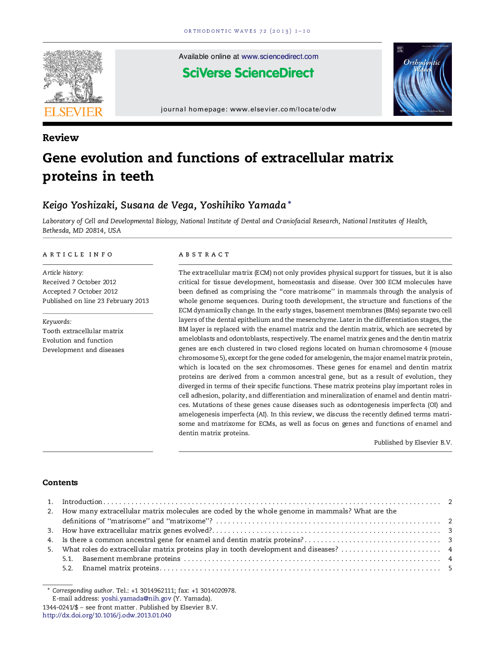 Gene evolution and functions of extracellular matrix proteins in teeth