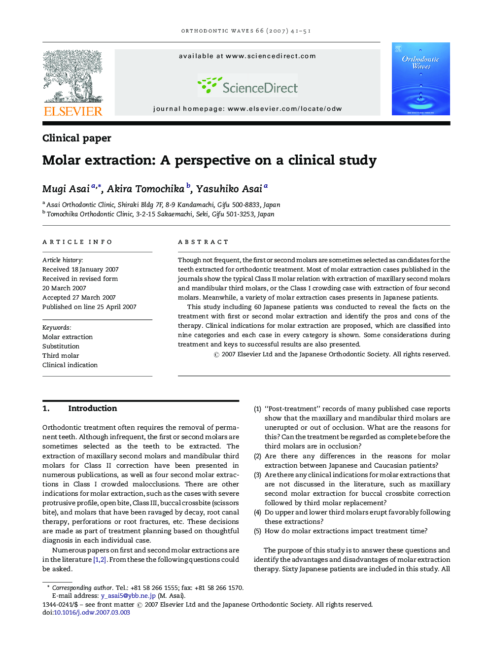 Molar extraction: A perspective on a clinical study