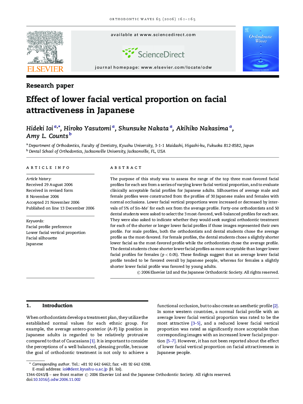 Effect of lower facial vertical proportion on facial attractiveness in Japanese