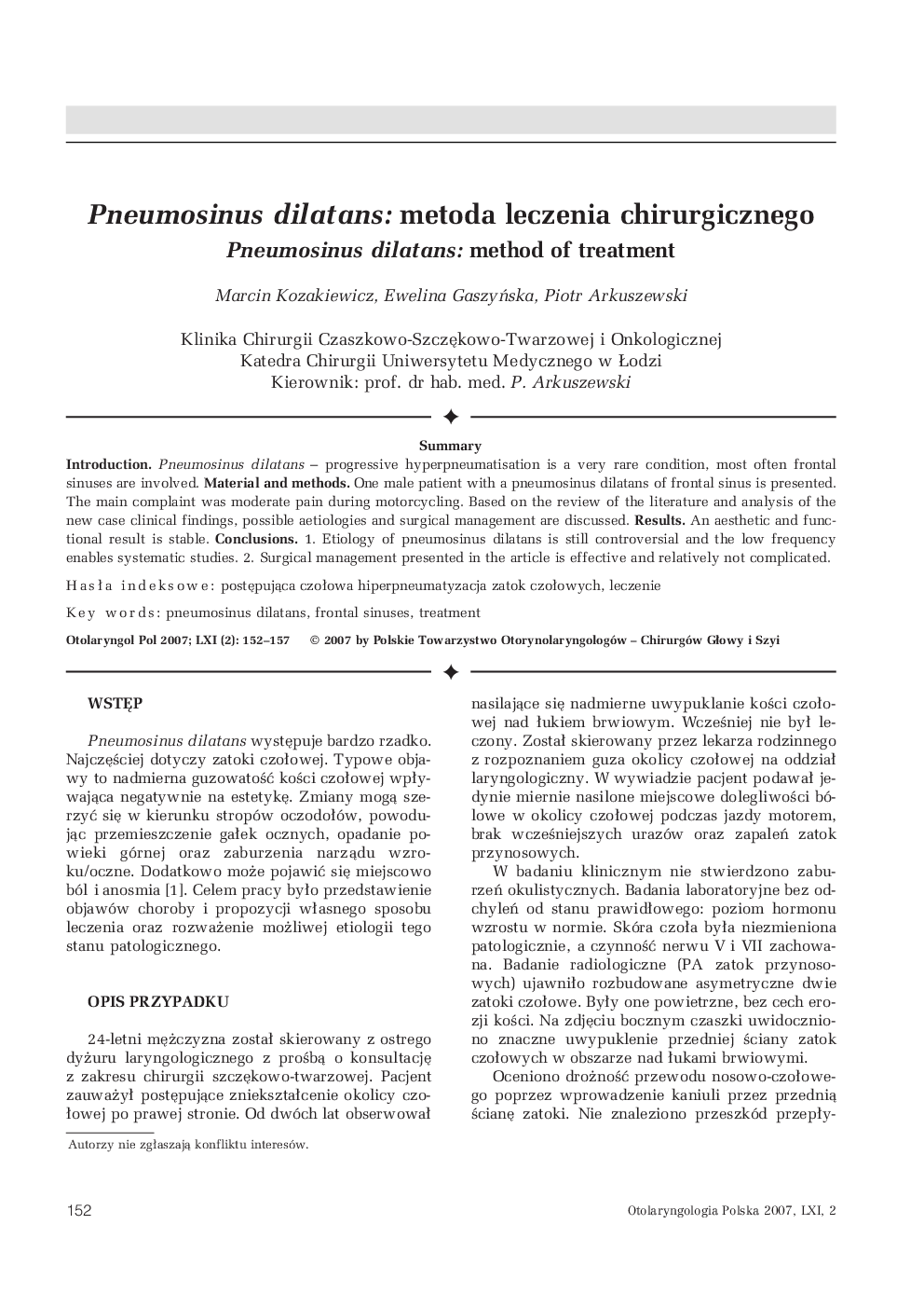 Pneumosinus dilatans: metoda leczenia chirurgicznego