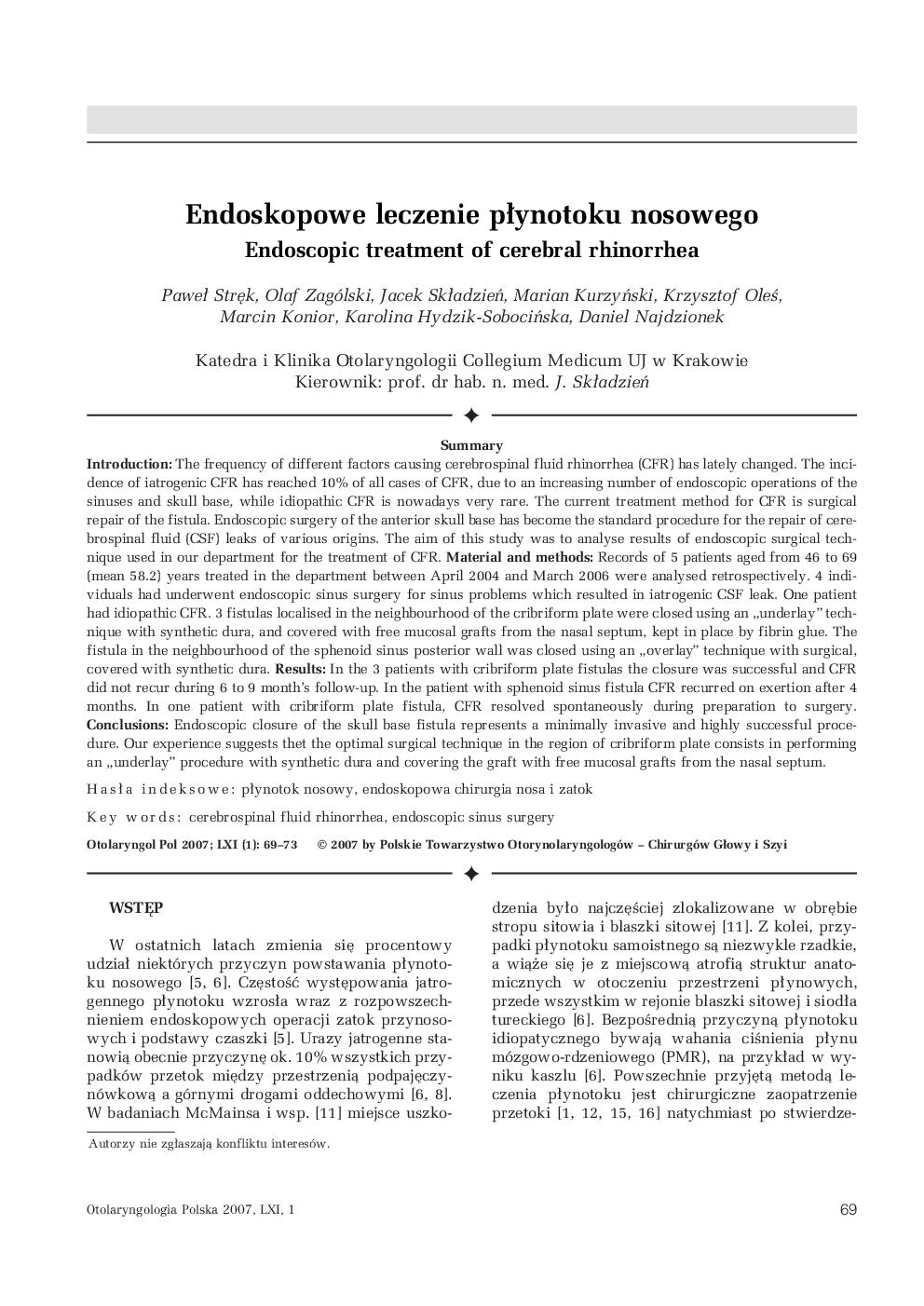 Endoskopowe leczenie pÅynotoku nosowego