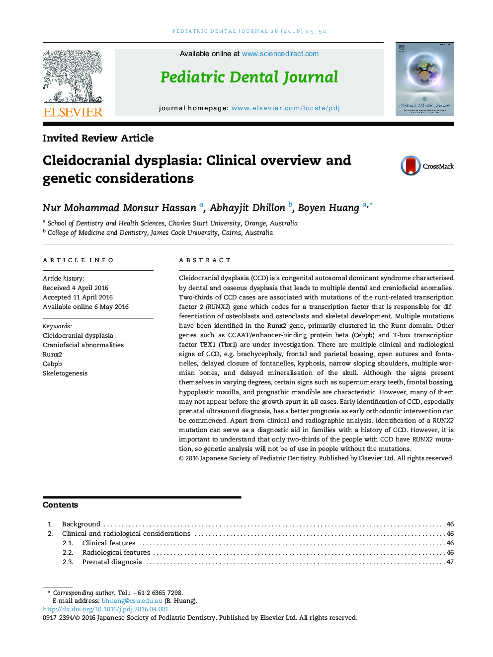 Cleidocranial dysplasia: Clinical overview and genetic considerations