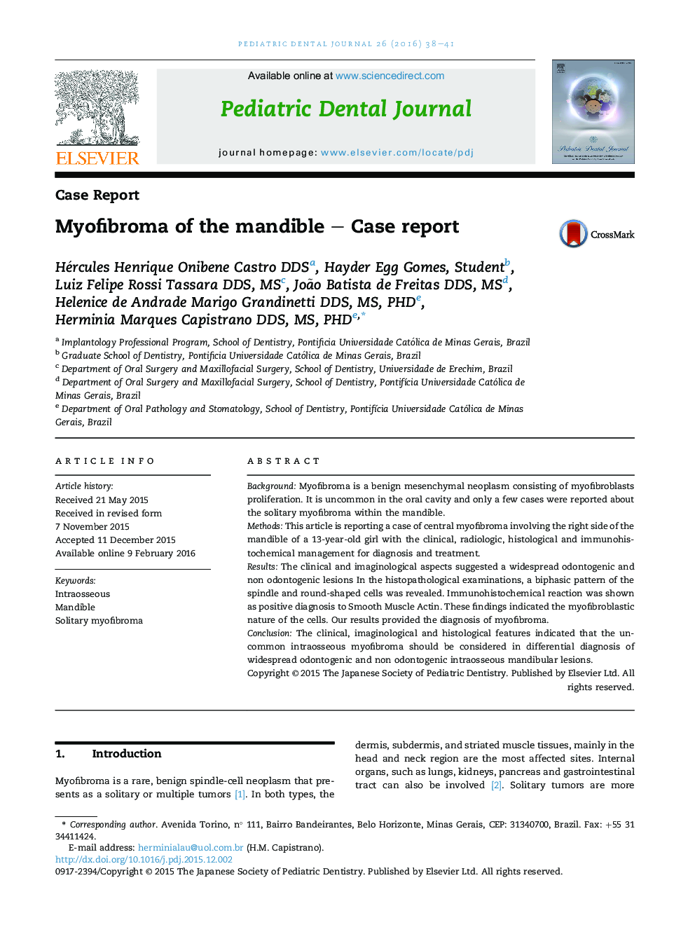 Myofibroma of the mandible – Case report