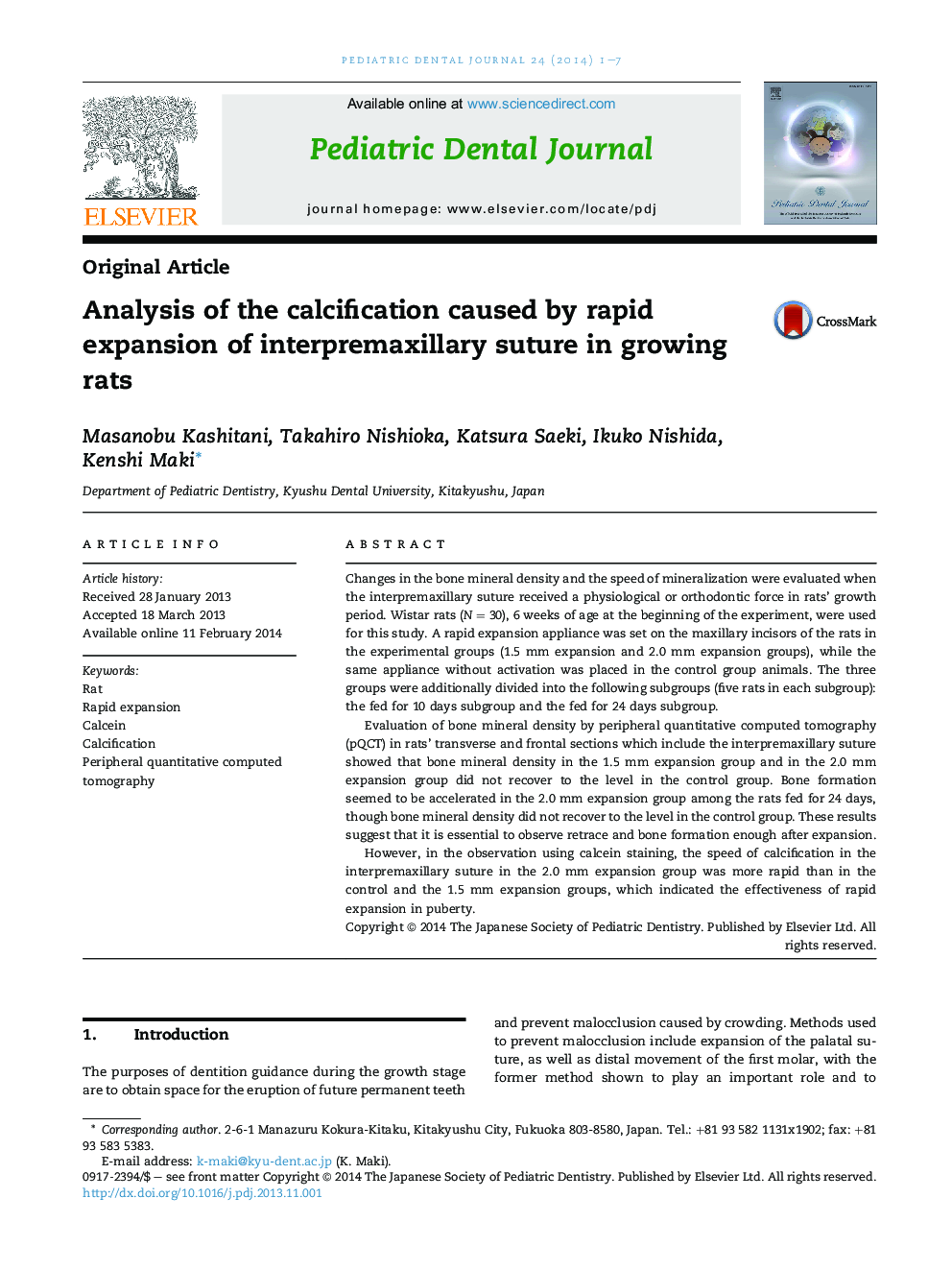 Analysis of the calcification caused by rapid expansion of interpremaxillary suture in growing rats