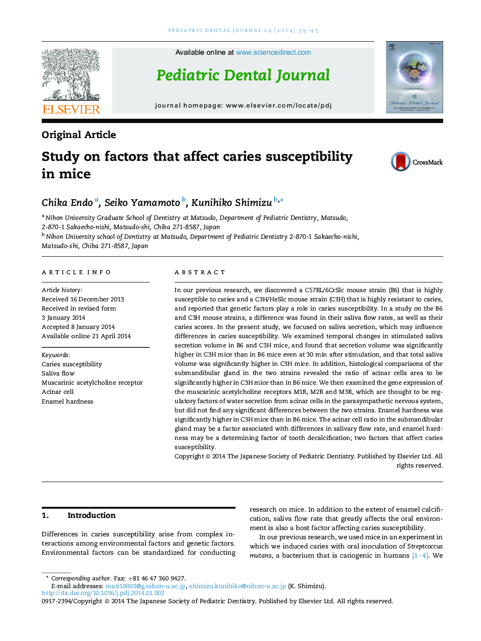 Study on factors that affect caries susceptibility in mice