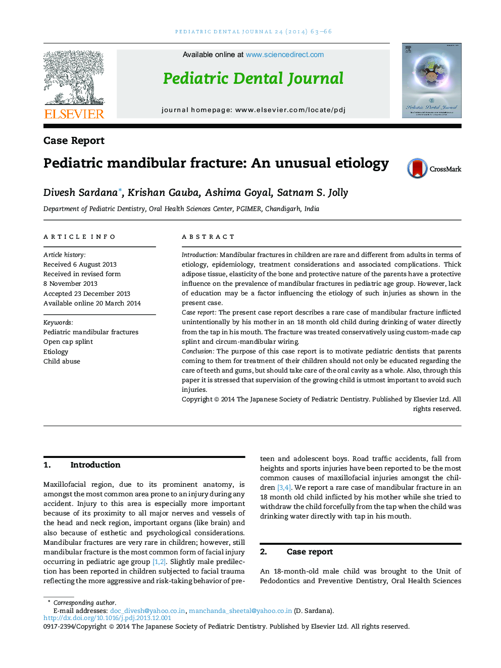 Pediatric mandibular fracture: An unusual etiology