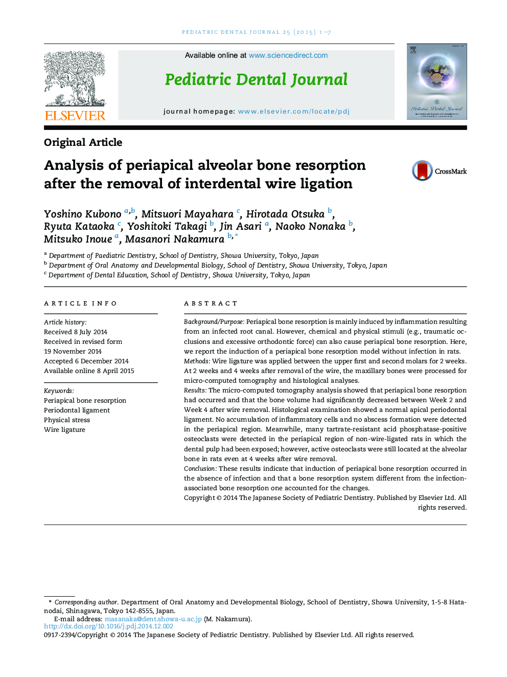 Analysis of periapical alveolar bone resorption after the removal of interdental wire ligation