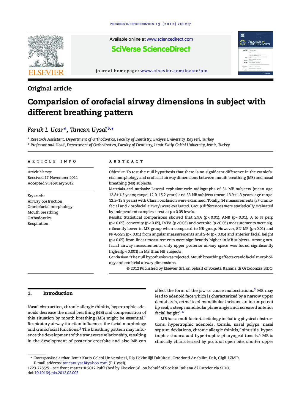 Comparision of orofacial airway dimensions in subject with different breathing pattern