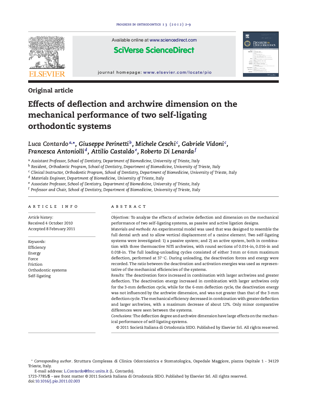 Effects of deflection and archwire dimension on the mechanical performance of two self-ligating orthodontic systems