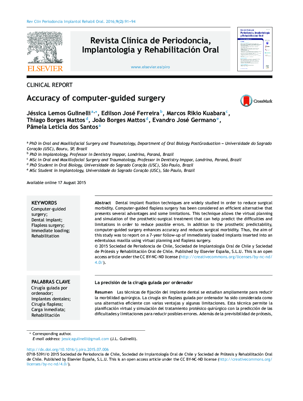 Accuracy of computer-guided surgery