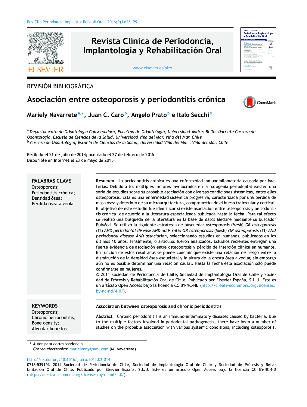 Asociación entre osteoporosis y periodontitis crónica