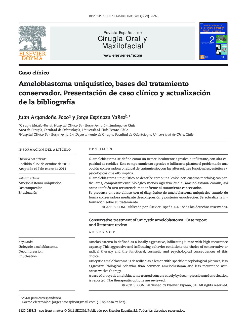 Ameloblastoma uniquístico, bases del tratamiento conservador. Presentación de caso clínico y actualización de la bibliografía