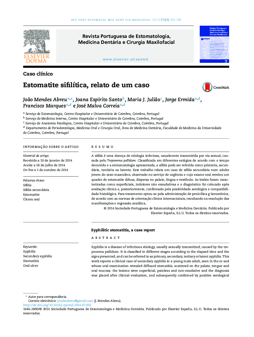 Estomatite sifilítica, relato de um caso