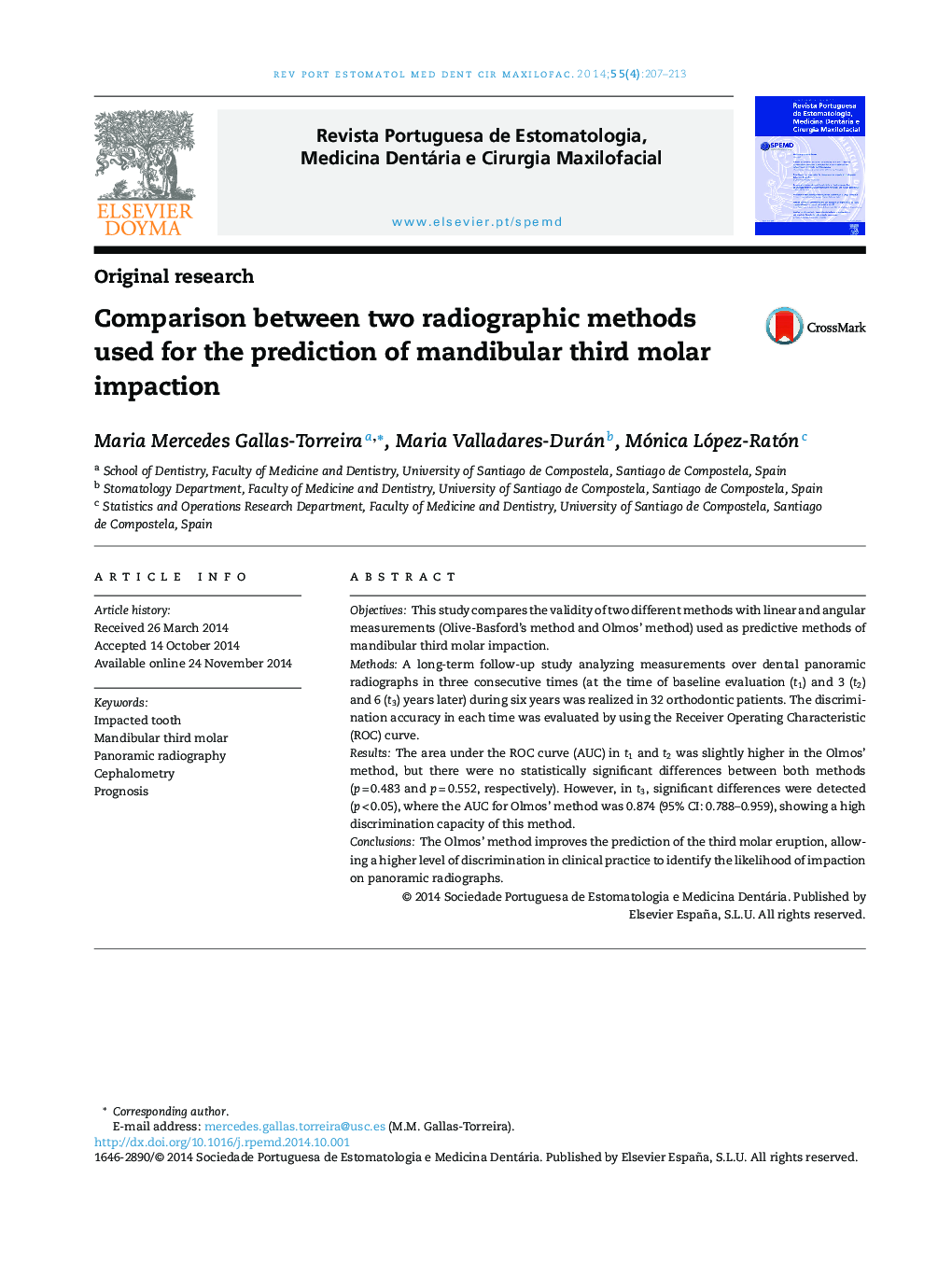 Comparison between two radiographic methods used for the prediction of mandibular third molar impaction