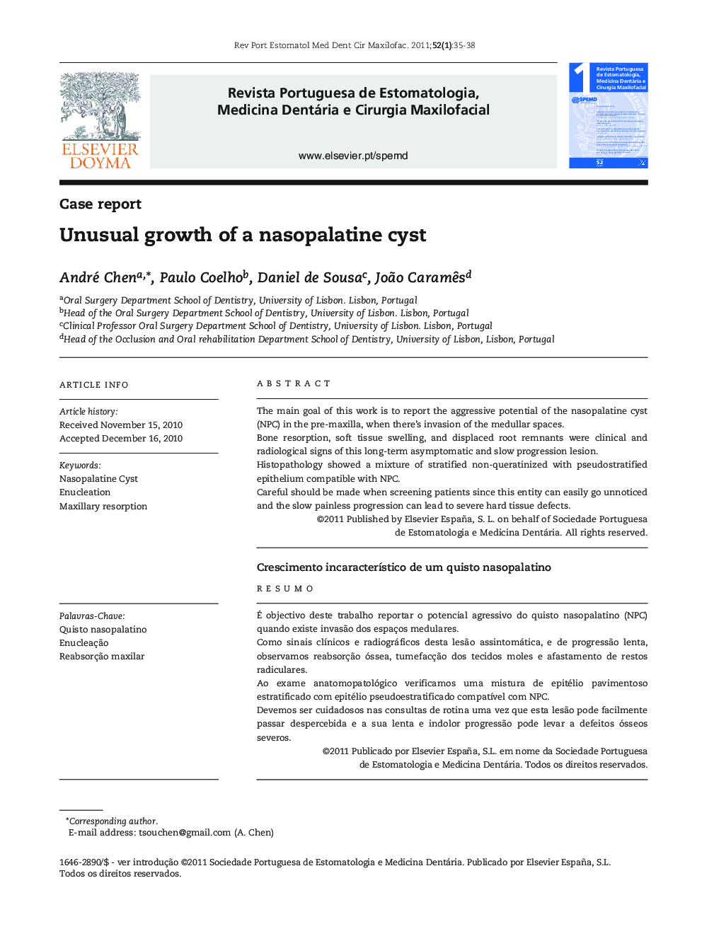 Unusual growth of a nasopalatine cyst