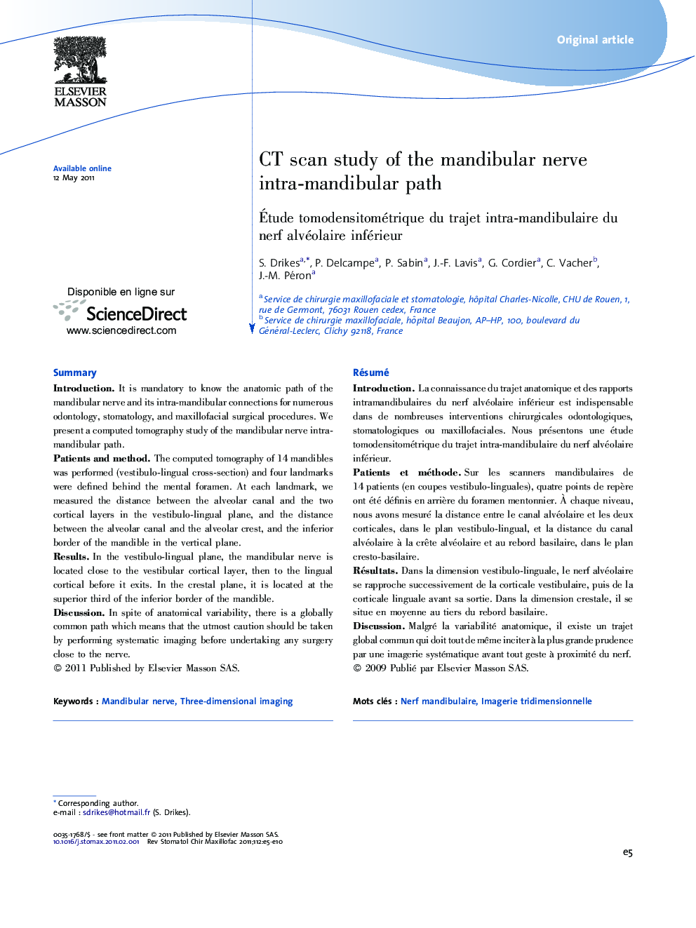 CT scan study of the mandibular nerve intra-mandibular path