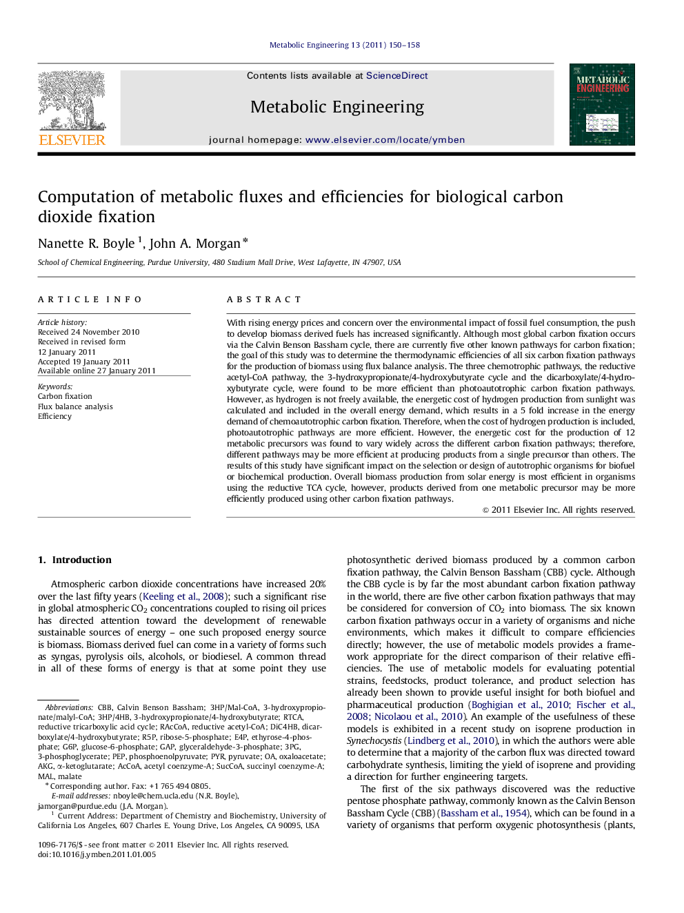 Computation of metabolic fluxes and efficiencies for biological carbon dioxide fixation