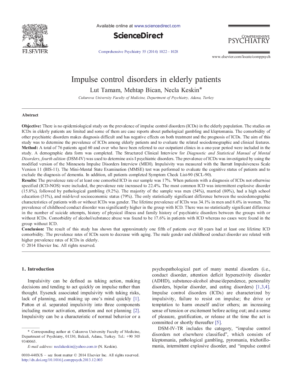 Impulse control disorders in elderly patients