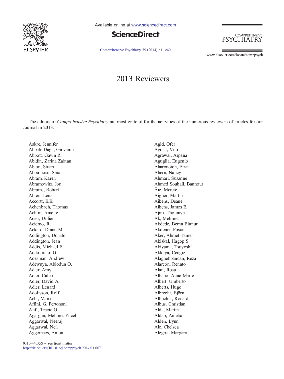 2013 Reviewers